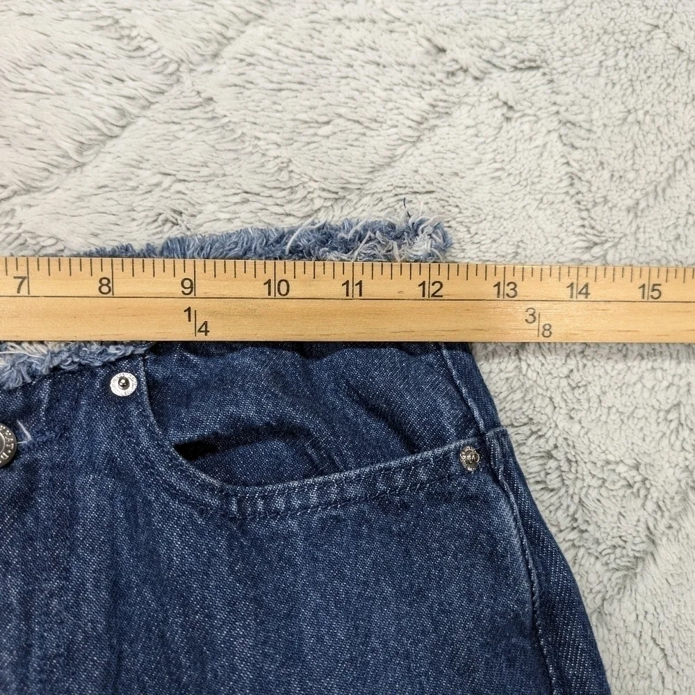WeWoreWhat Jeans Women's 24 Blue Dark Straight Leg High Rise Relaxed Raw Hem